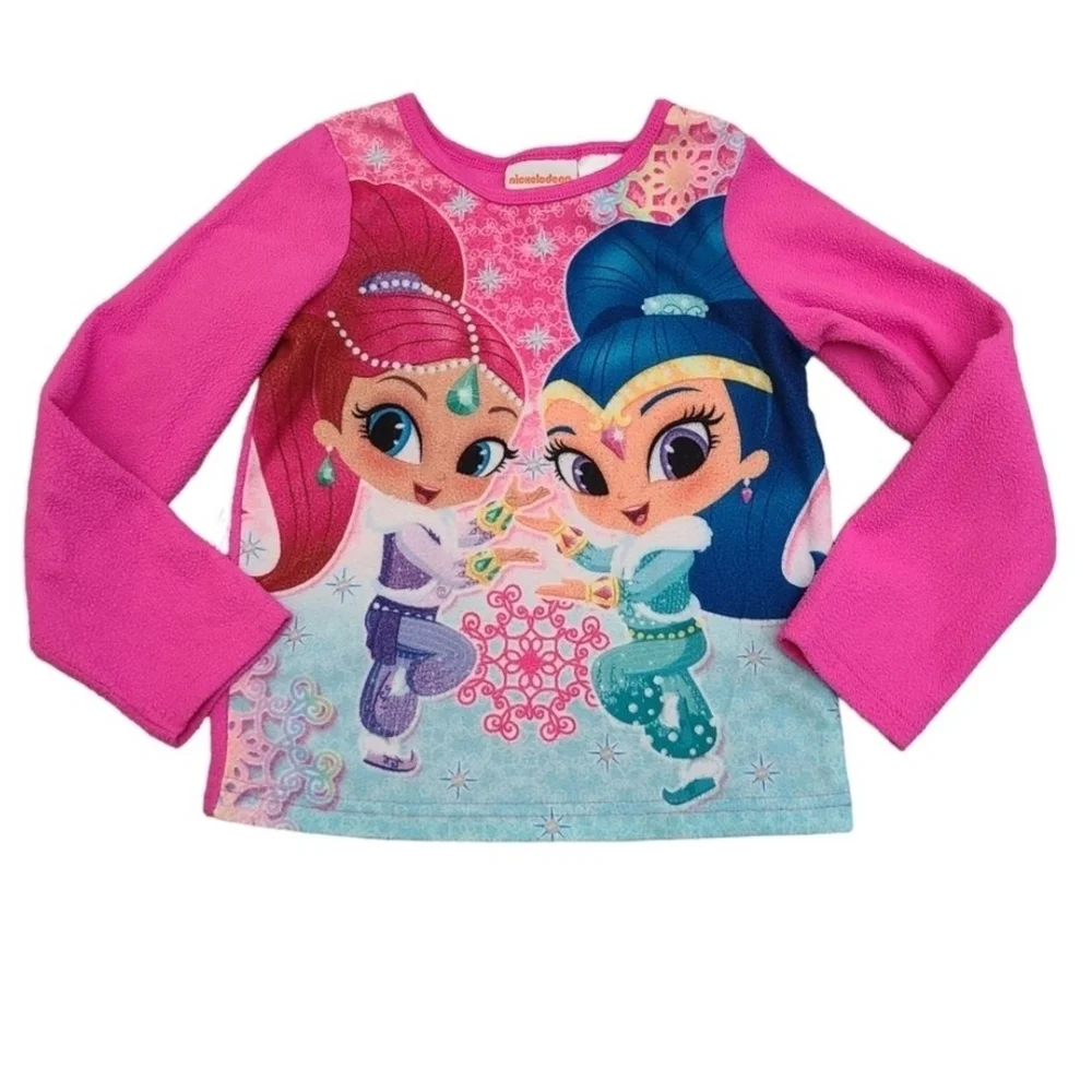 Nickelodeon Shimmer & Shine 2 Pcs Long Sleeve Pajama Set Girls Sz 4 5